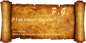 Plakinger Gergő névjegykártya